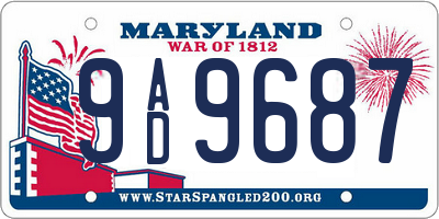 MD license plate 9AD9687