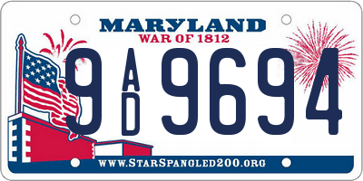 MD license plate 9AD9694