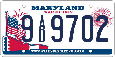 MD license plate 9AD9702