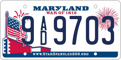 MD license plate 9AD9703