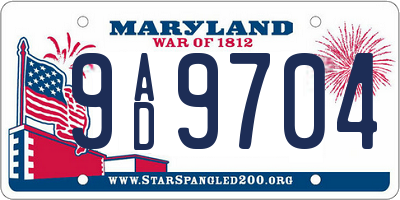 MD license plate 9AD9704