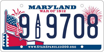 MD license plate 9AD9708