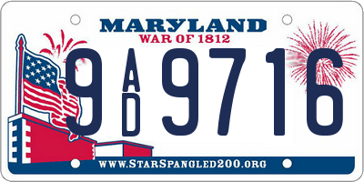 MD license plate 9AD9716