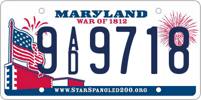 MD license plate 9AD9718