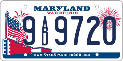MD license plate 9AD9720