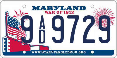 MD license plate 9AD9729