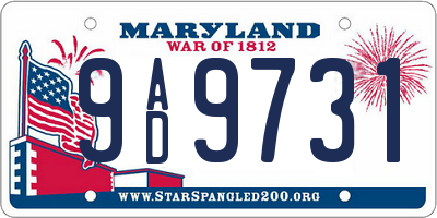 MD license plate 9AD9731