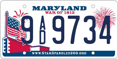 MD license plate 9AD9734