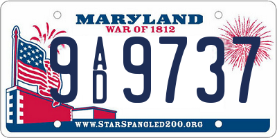 MD license plate 9AD9737