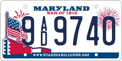 MD license plate 9AD9740