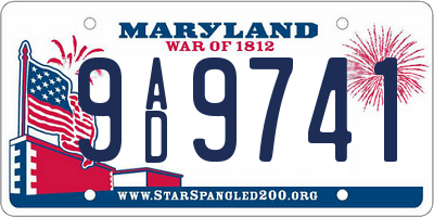 MD license plate 9AD9741