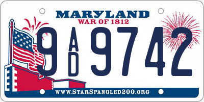 MD license plate 9AD9742