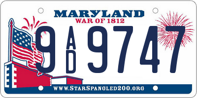MD license plate 9AD9747