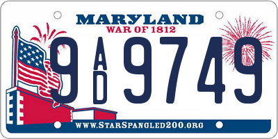 MD license plate 9AD9749