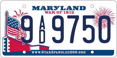 MD license plate 9AD9750
