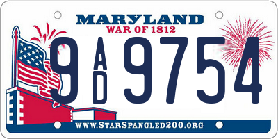 MD license plate 9AD9754