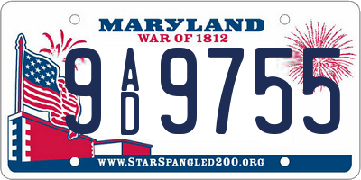 MD license plate 9AD9755