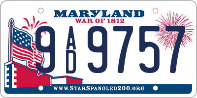 MD license plate 9AD9757