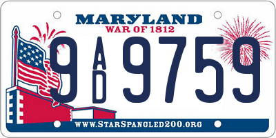 MD license plate 9AD9759