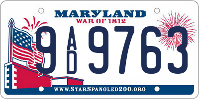 MD license plate 9AD9763