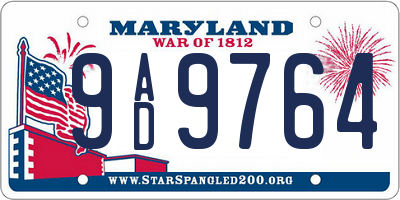 MD license plate 9AD9764