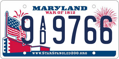MD license plate 9AD9766