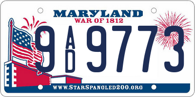 MD license plate 9AD9773