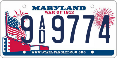 MD license plate 9AD9774
