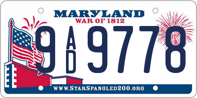 MD license plate 9AD9778