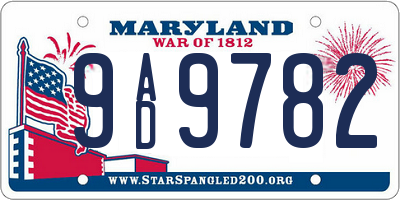 MD license plate 9AD9782
