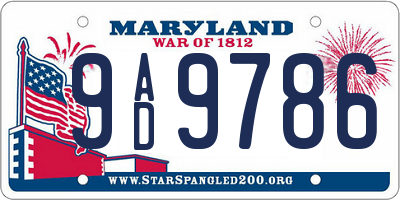 MD license plate 9AD9786
