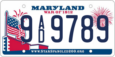 MD license plate 9AD9789
