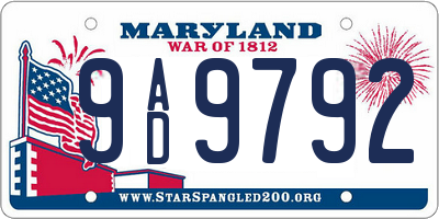 MD license plate 9AD9792