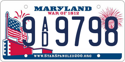 MD license plate 9AD9798