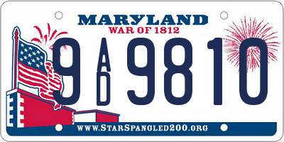 MD license plate 9AD9810