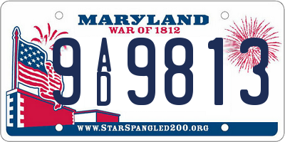 MD license plate 9AD9813