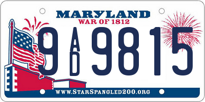 MD license plate 9AD9815