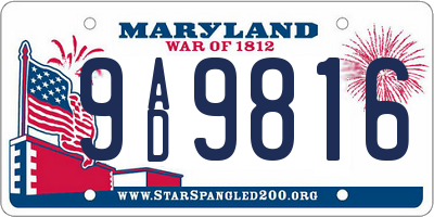 MD license plate 9AD9816