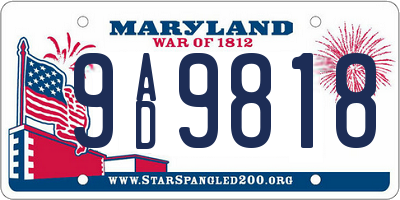 MD license plate 9AD9818