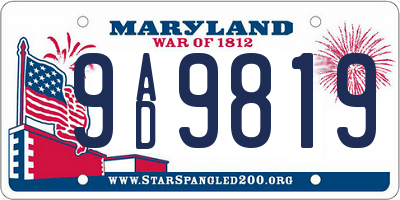 MD license plate 9AD9819