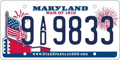 MD license plate 9AD9833
