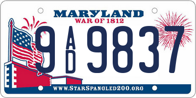 MD license plate 9AD9837