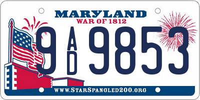 MD license plate 9AD9853