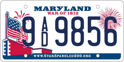 MD license plate 9AD9856