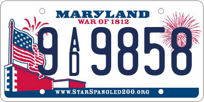MD license plate 9AD9858