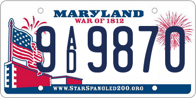 MD license plate 9AD9870
