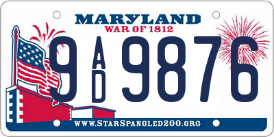 MD license plate 9AD9876