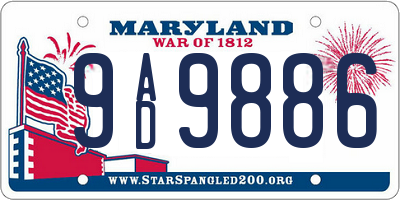 MD license plate 9AD9886