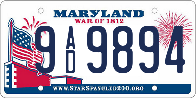 MD license plate 9AD9894