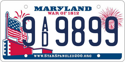 MD license plate 9AD9899